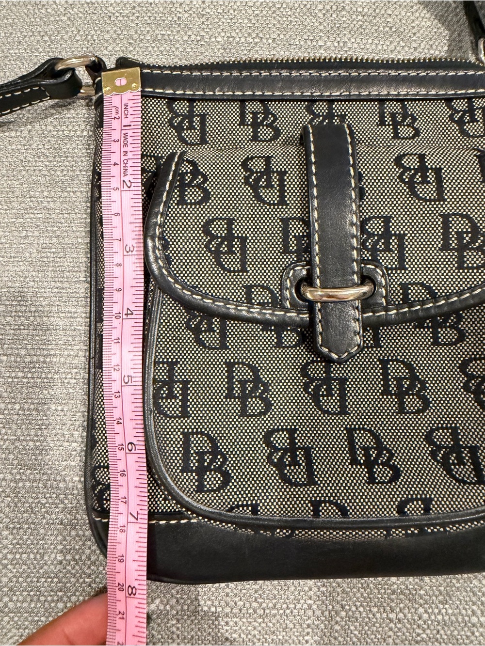 Dooney & Bourke Beige and Black Monogram Crossbody - Picture 8 of 9